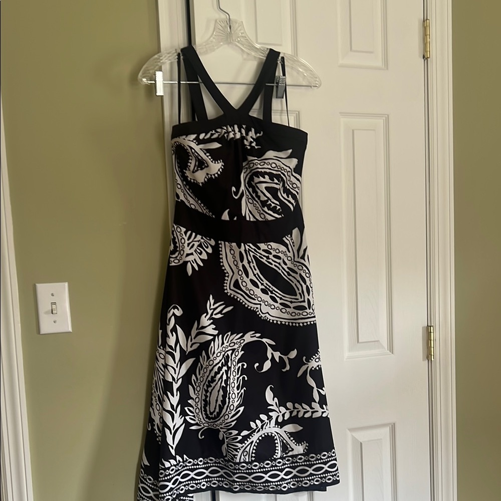 Elegant Black and White Paisley Dress